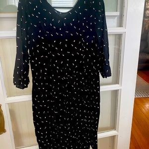 Black with dots zip access Seraphine Size 8 maternity to nursing dress